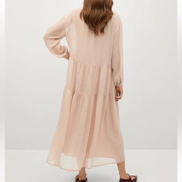 Mango nude pink Metallic details dress size small - Picture 5 of 15